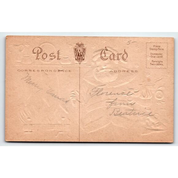 Santa Claus Christmas Postcard Toy Car Horse Stockings Fireplace Clock Vases AMP - Picture 2 of 2